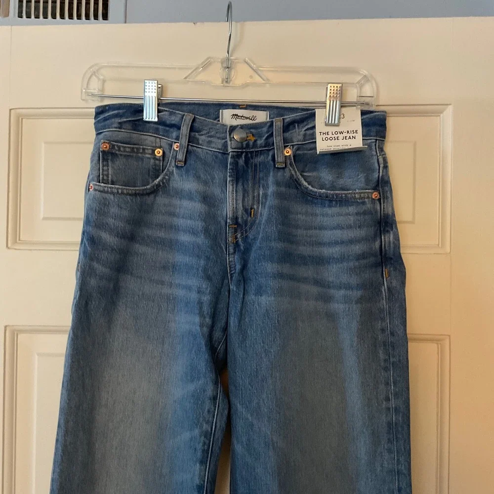 Madewell The Low-Rise Loose Jean Midvale Wash Rigid Denim 23 NWT
